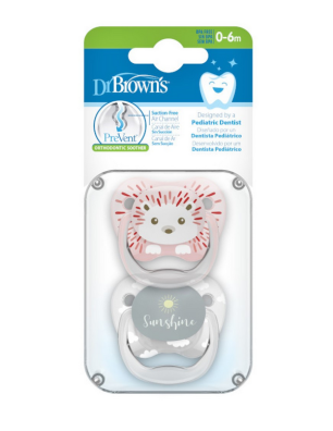 Silikonowy smoczek ortodontyczny Dr. Brown's PreVent 0-6 m, 2 sztuki