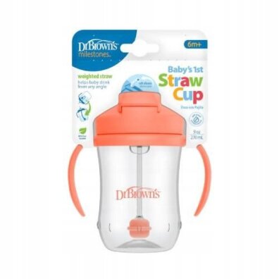 KUBEK NIEKAPEK ZE SŁOMKĄ Z OBCIĄŻNIKIEM DR BROWNS 270 ML DLA DZIECI 6M+