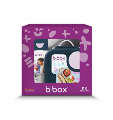 B.box Butelka tritanowa ze słomką 450ml + Mini Lunchbox ZESTAW Indigo Rose 